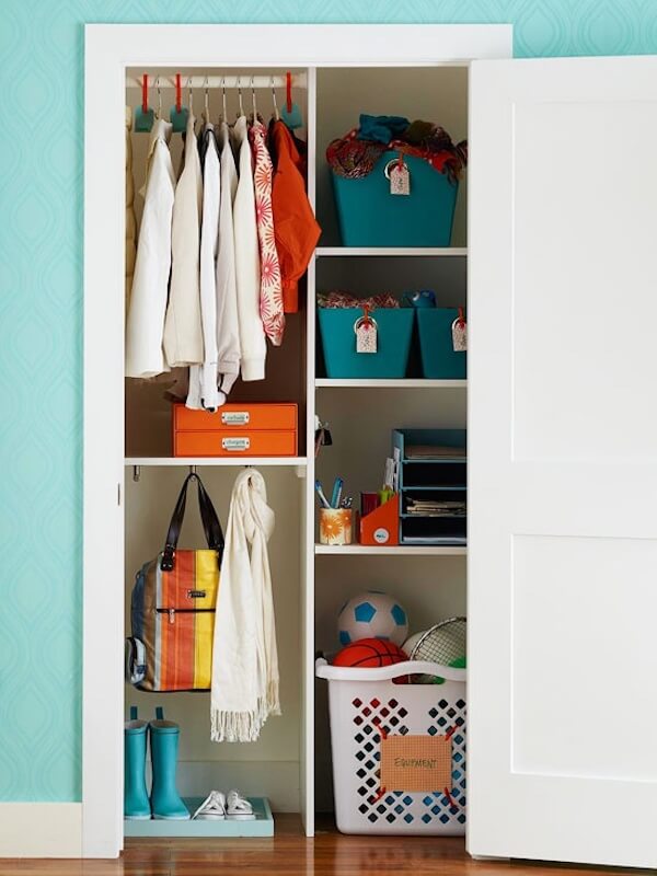 Organized bedroom closet