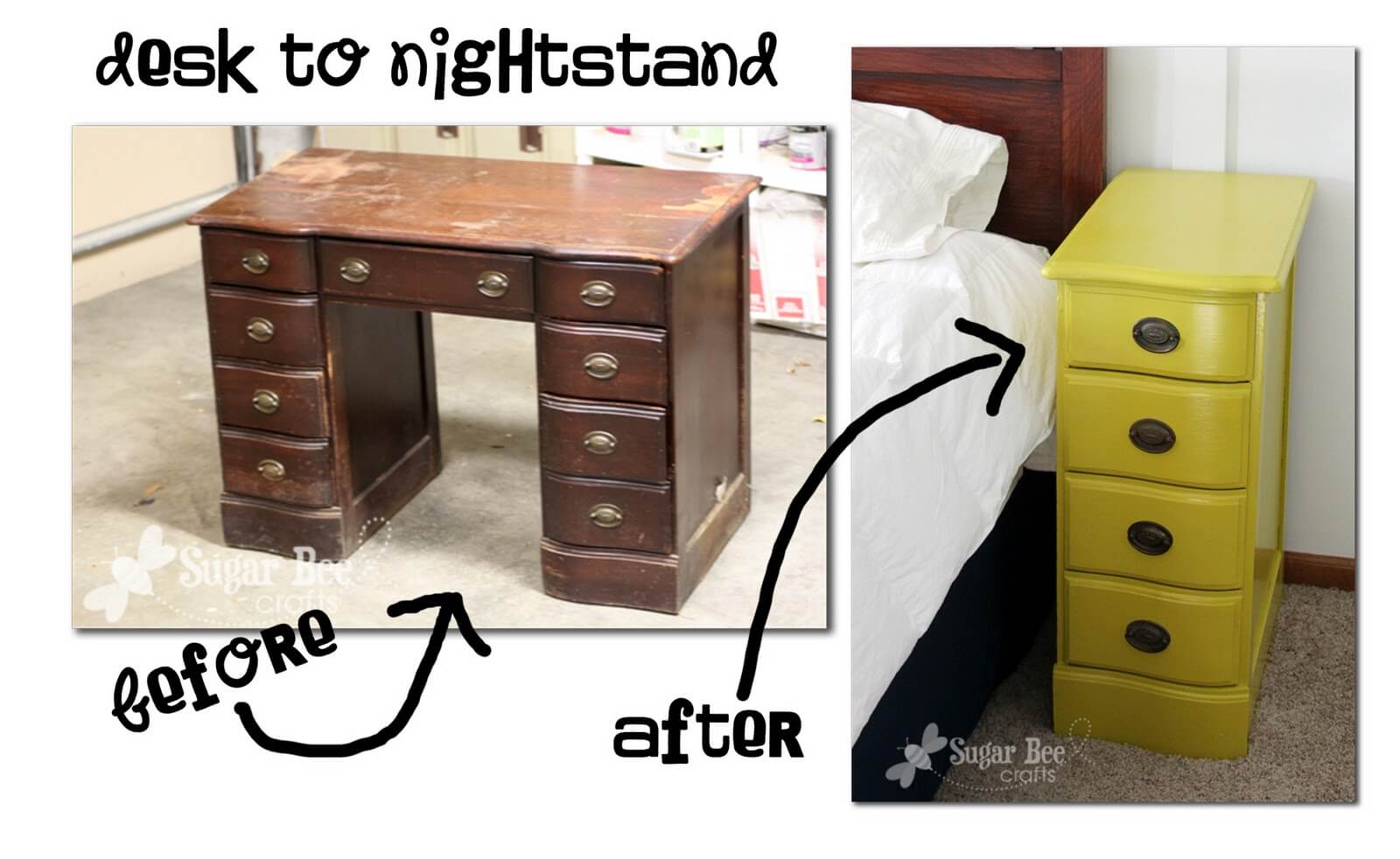 Old Desk Turns into New Nightstands HomeJelly
