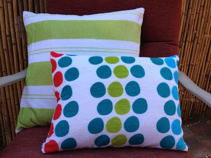 Weekend DIY Project Upcycle Your Beach Towels Into Patio Pillows HomeJelly