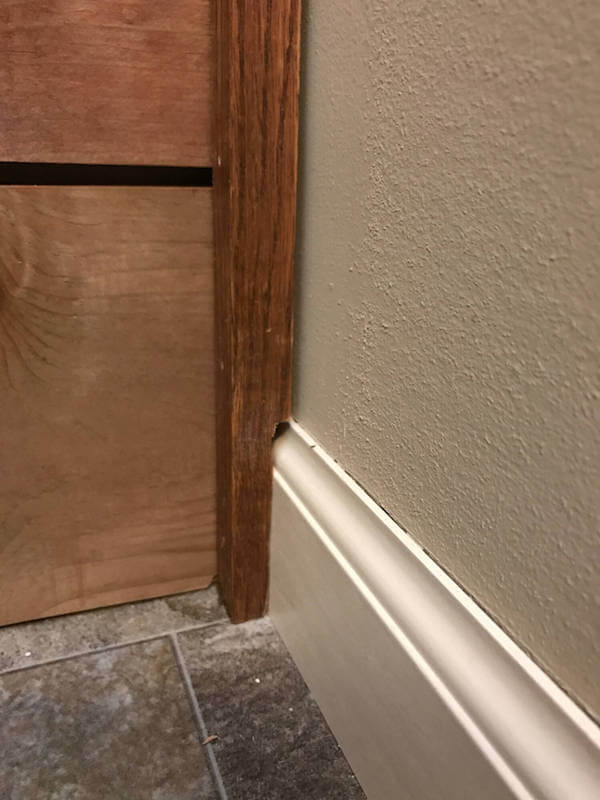 Install corner molding to fit flush to the wall-right side