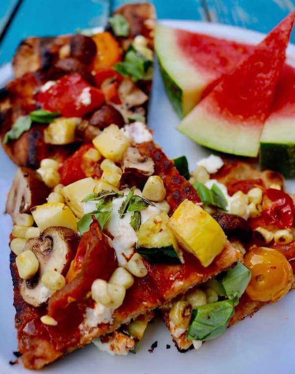 Fresh, zesty, crunchy and salty...this shish kebab BBQ pizza is delish