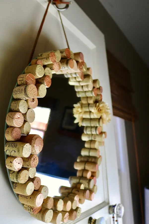Finished hanging cork mirror