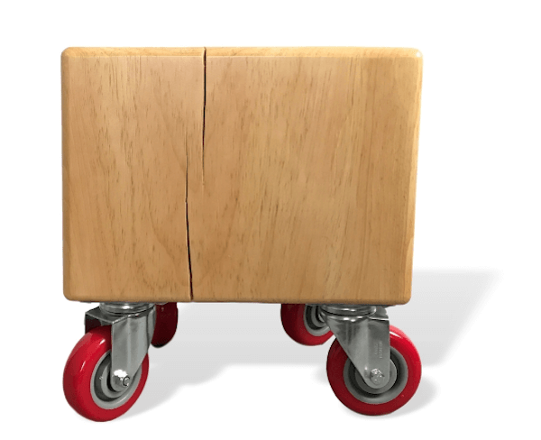 Timber side table with wheels will add minimalist design and maximum whimsy!