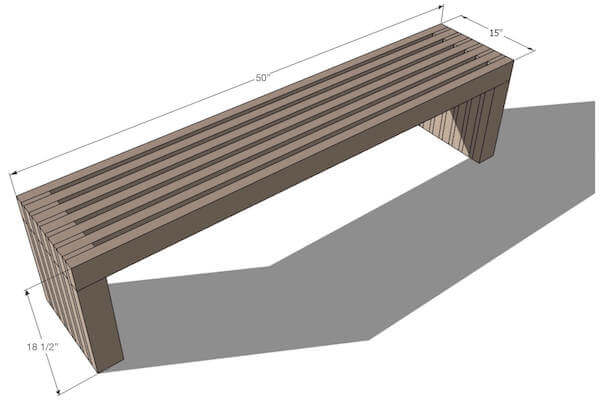 Slatted Bench Dimensions - overall