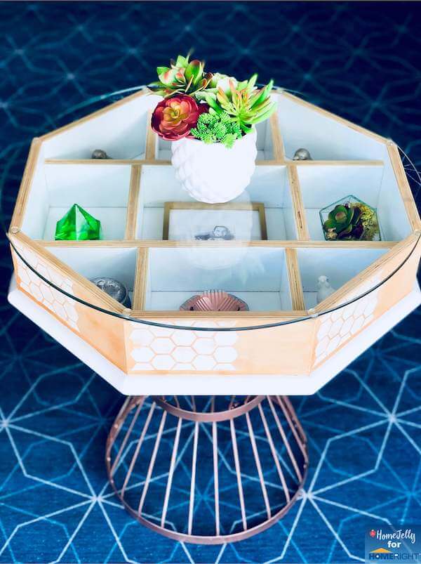 Styled octagonal table with succulent copy 2