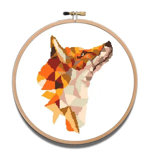 Geometric fox cross stitch pattern