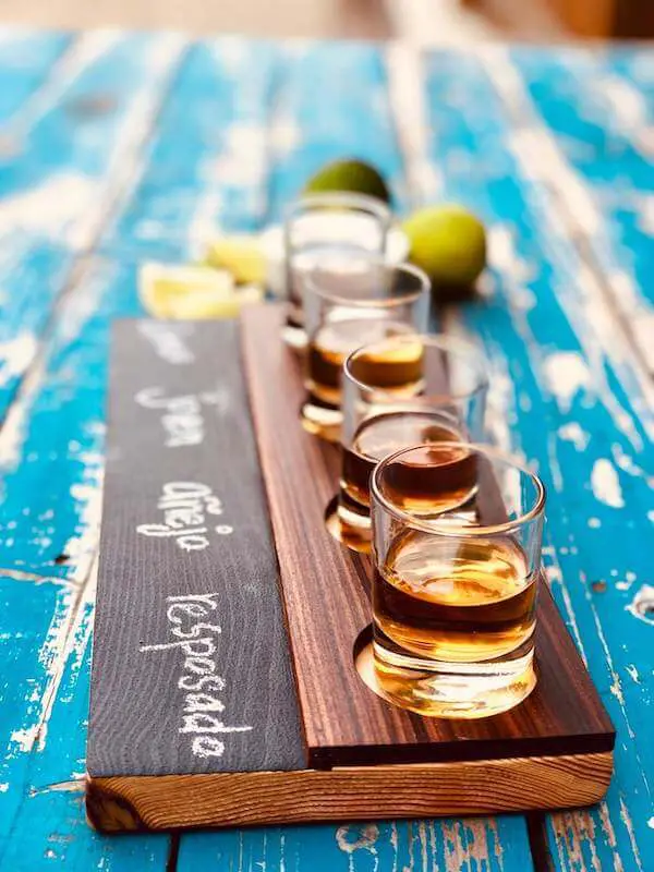 Tequila flights tasting tray