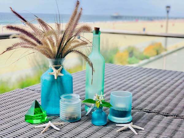 DIY Sea Glass bottles, votives and vases - horizontal