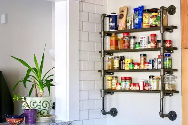 Industrial spice rack is so charming