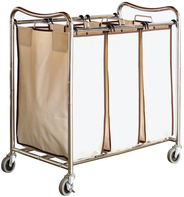 DecoBros Heavy-Duty 3-Bag Laundry Sorter Cart, Chrome