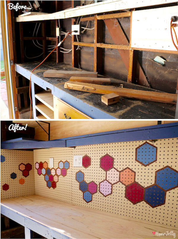 Pegboard before and after