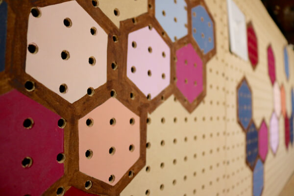 Pegboard honeycomb closeup