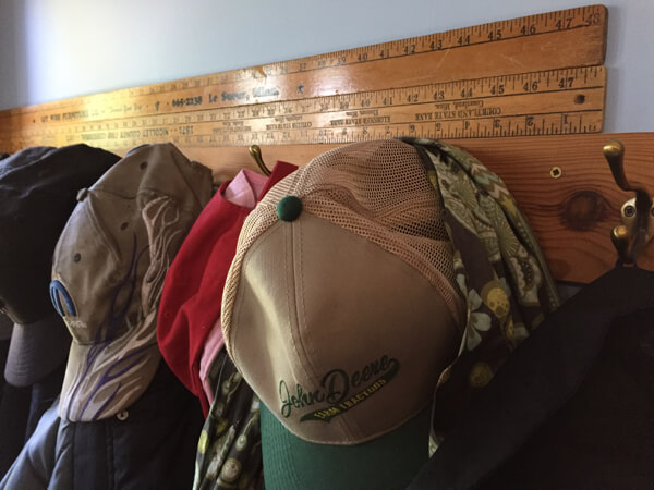 Ruler hat rack close-up