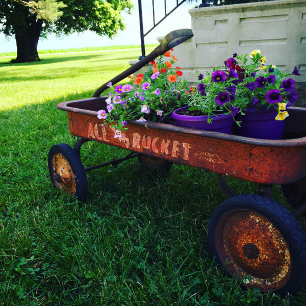 Vintage wagon planter