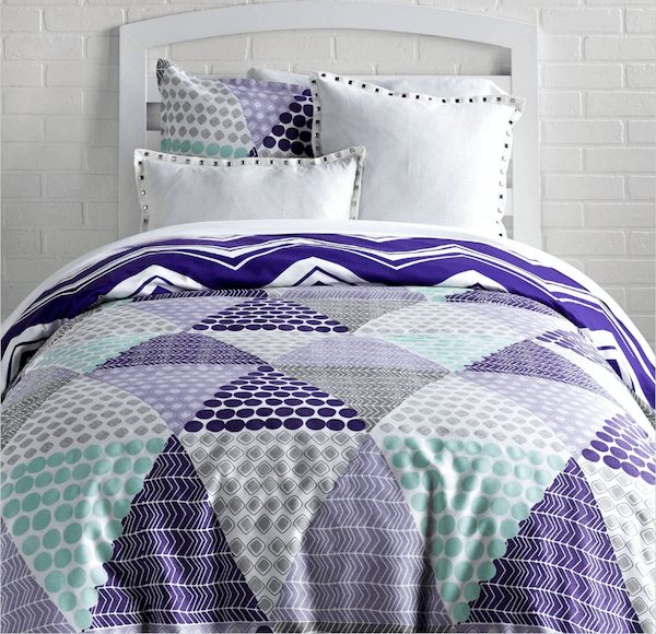 Patchwork Prism striped chevron reversable duvet cover and sham set