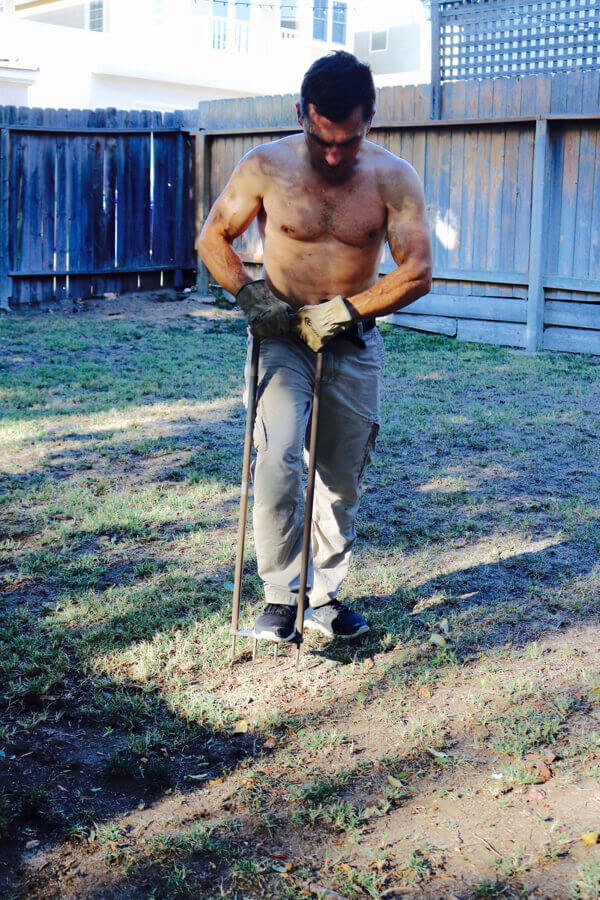 Aerating the lawn