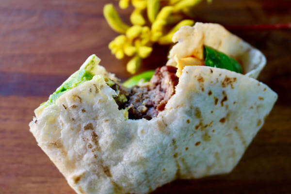 Wrapped Sonora Burger in a tortilla "bun" - Yum!
