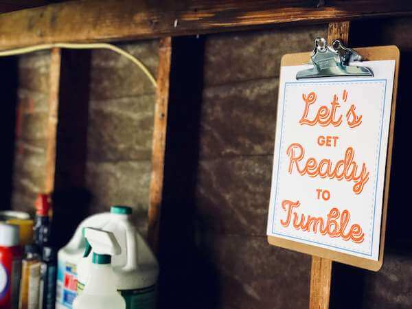 Add fun signage to your garage laundry space