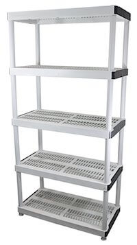 36” x 72” 5-Tiered Ventilated Plastic Storage Shelving Unit w/ Raised Feet and Tool-Free Assembly