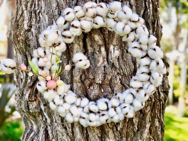 Spring wreath on a tree