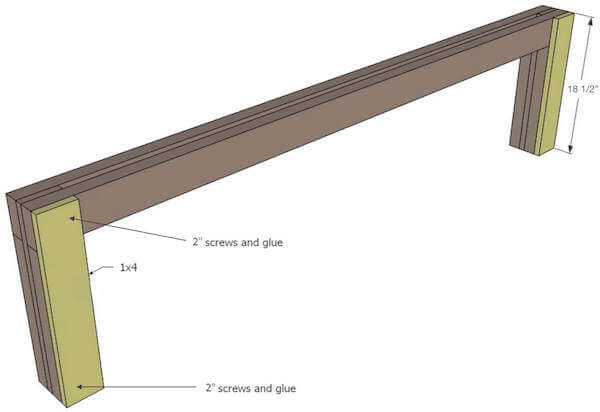 Slatted Bench Dimensions - third layer