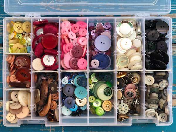 Buttons organized by color make crafting easy and fun