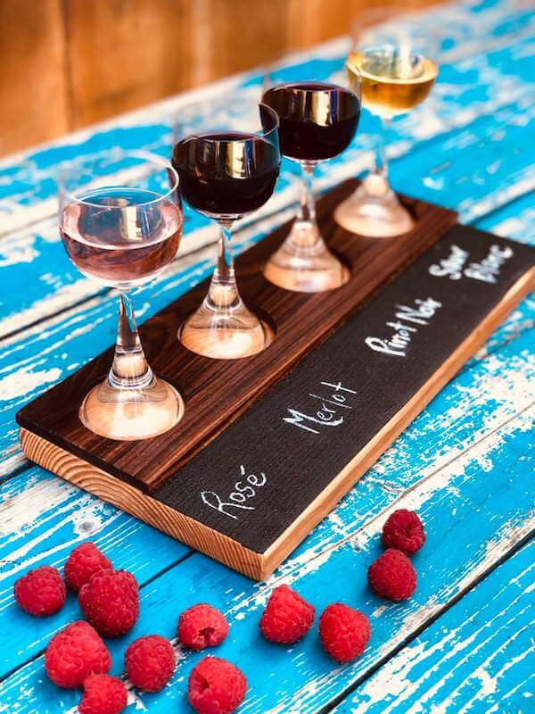 Wine flights wooden tasting tray