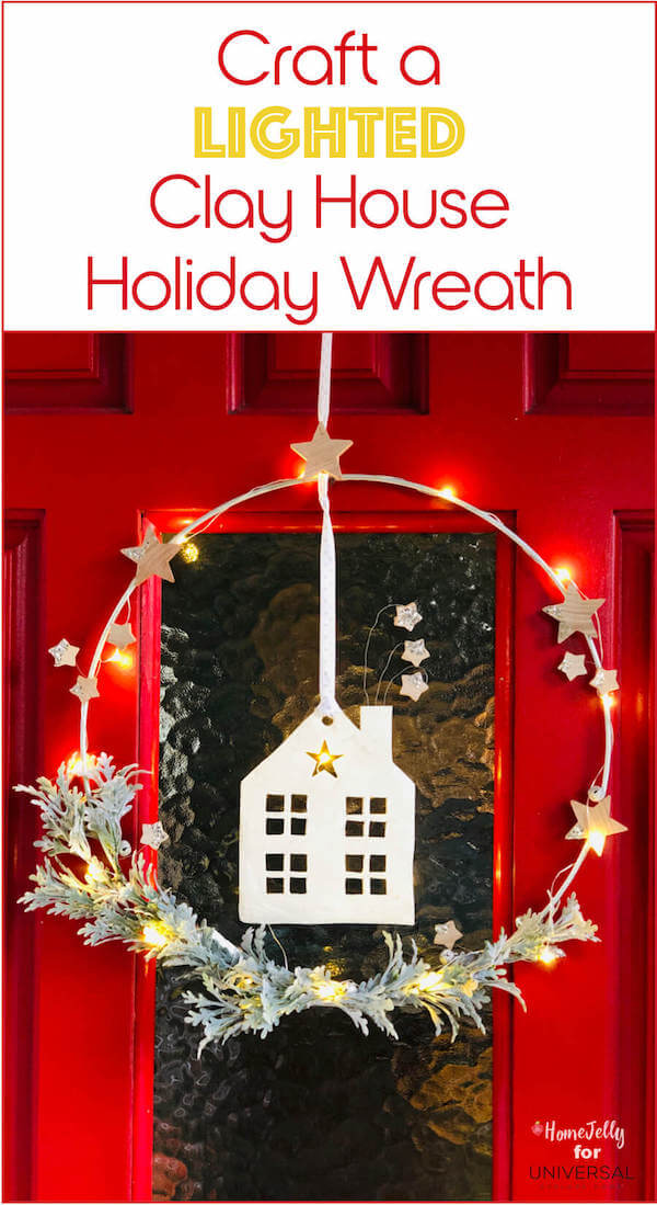 Lighted Clay House Holiday Wreath for Pinterest